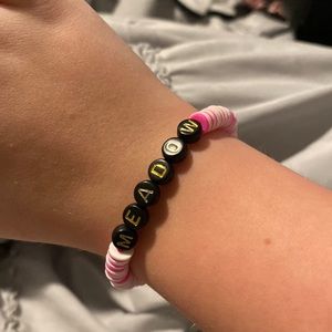 PINK AND WHITE BEADED BRACELET PERSONALIZED